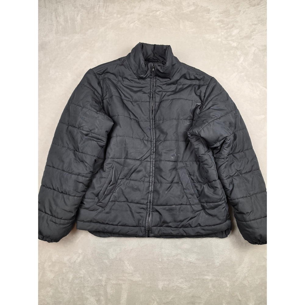 Aeropostale Puffer Jacket Mens XL Black Quilted Full Zip Pockets *Stained